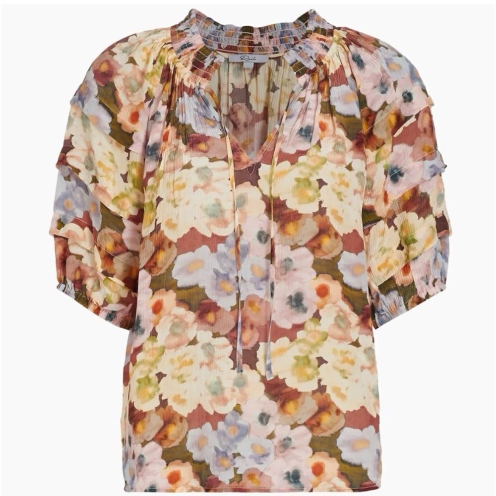 Rails Paris Painted Fall Floral V-Neck Blouse
Puff Sleeve Lace Tie V-neck Size S - Picture 4 of 10